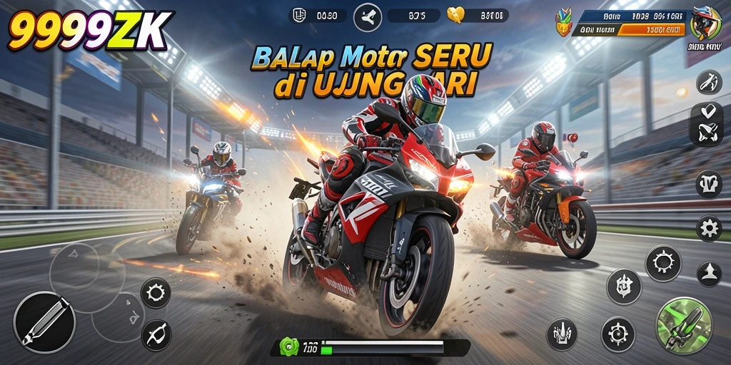 Gameplay seru balapan motor di lintasan menantang.