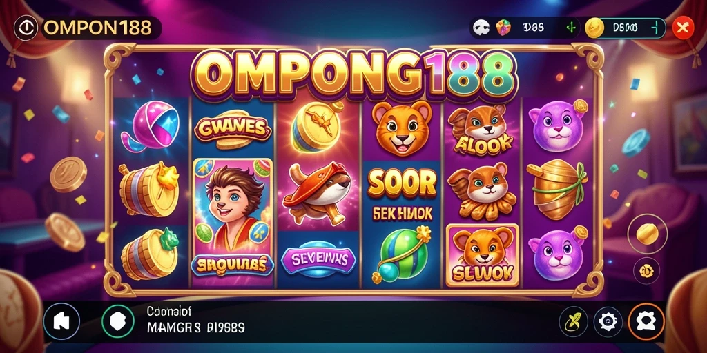 Tangkapan layar permainan OMPONG188 yang menunjukkan grafis slot yang menarik.