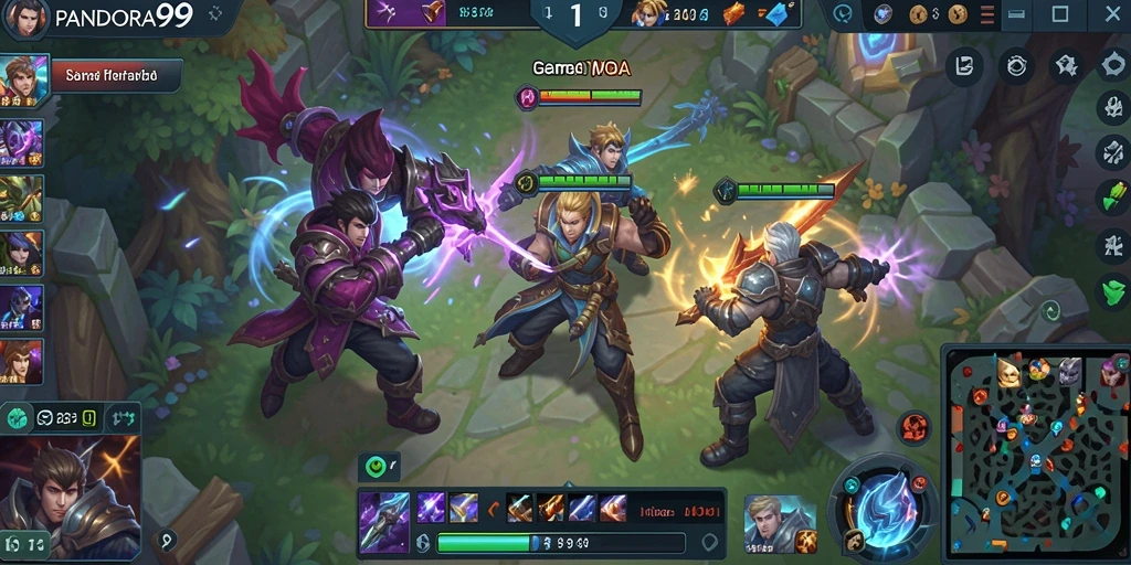 Tangkapan layar dari gameplay seru PANDORA99 di arena MOBA.