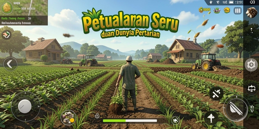 Tampilan gameplay <strong>S9S9</strong> dengan berbagai kegiatan bertani yang menarik.