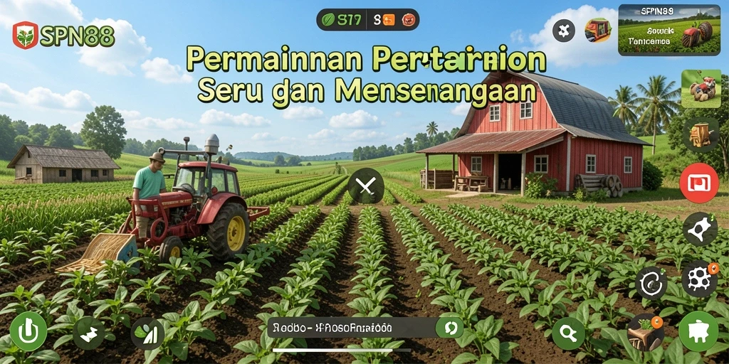 Tampilan gameplay SPN88 dengan aktivitas bertani yang seru.